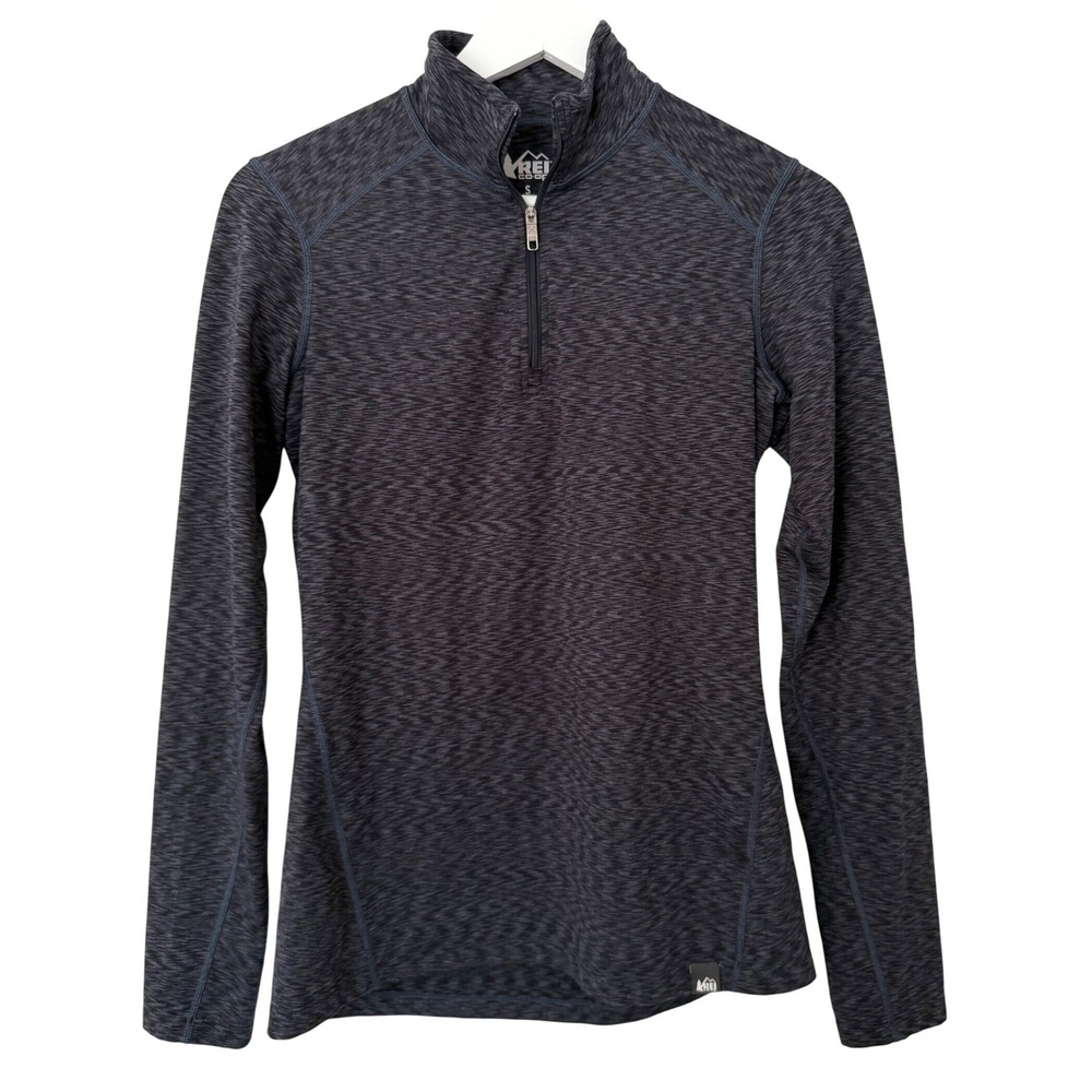 REI Co-op Womens Small Black Gray Heathered Quarter Zip Active Top 121925